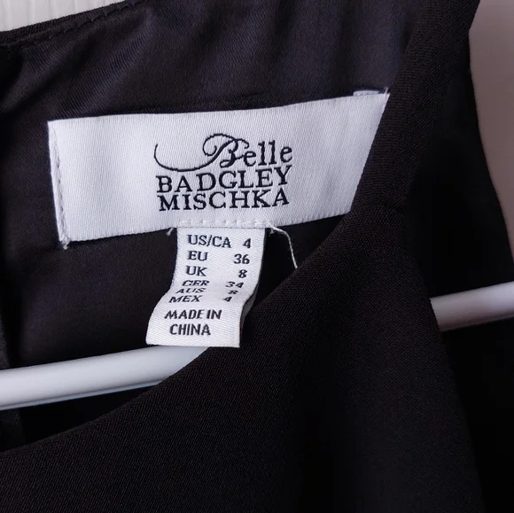 Belle Badgley Mischka (Wesley Dress) - NWT Black Formal Dress W/ Tan Lace Skirt - Picture 2 of 8